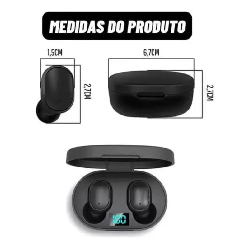 Fone De Ouvido Dual Led Bluetooth 5.0 Airdots Air Sem Fio - Preto