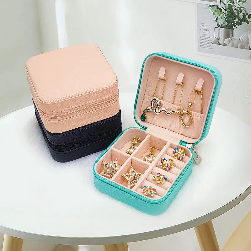 Jewelry Box Portatil Jewelry Door Compact Travel Case Case Box Necklace Chain Earring Jewelry Jewelry
