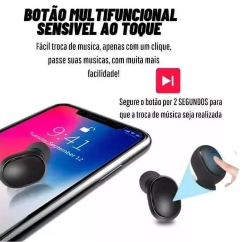 Fone De Ouvido Dual Led Bluetooth 5.0 Airdots Air Sem Fio - Preto