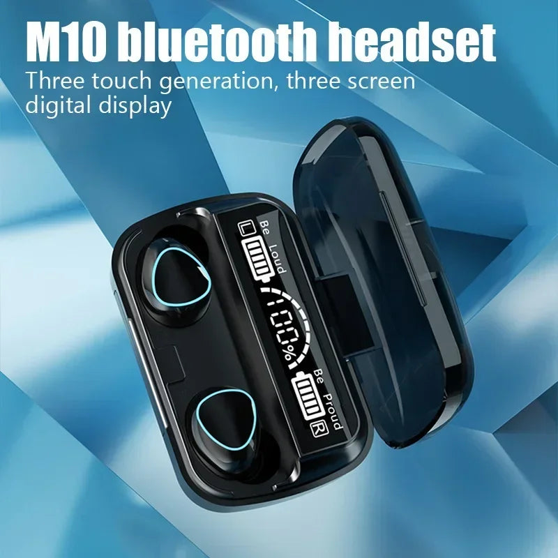 fones bluetooth com microfone 3200mah caixa carregador display led